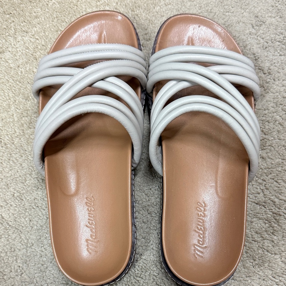 Madewell White Strappy Slide Sandals